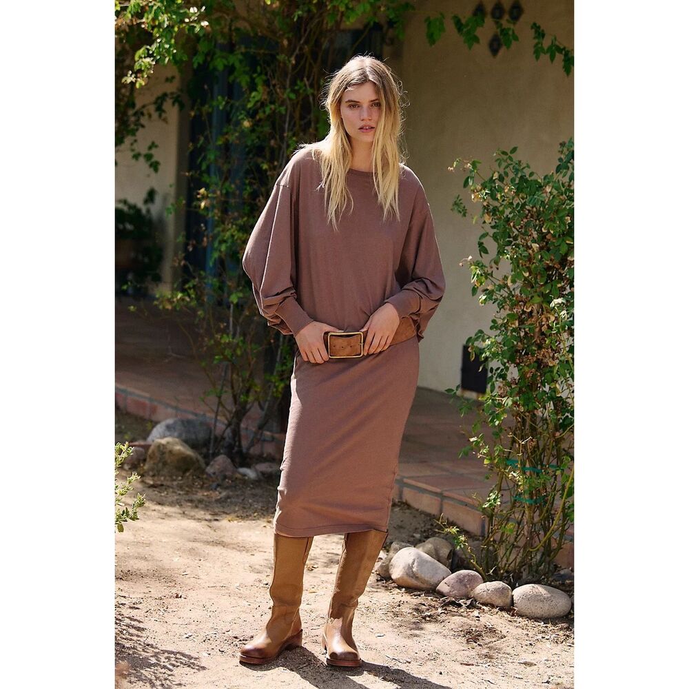 Free People Beach Lifestyle Maxi Dress XS Wine Oversized 100% Cotton NWT